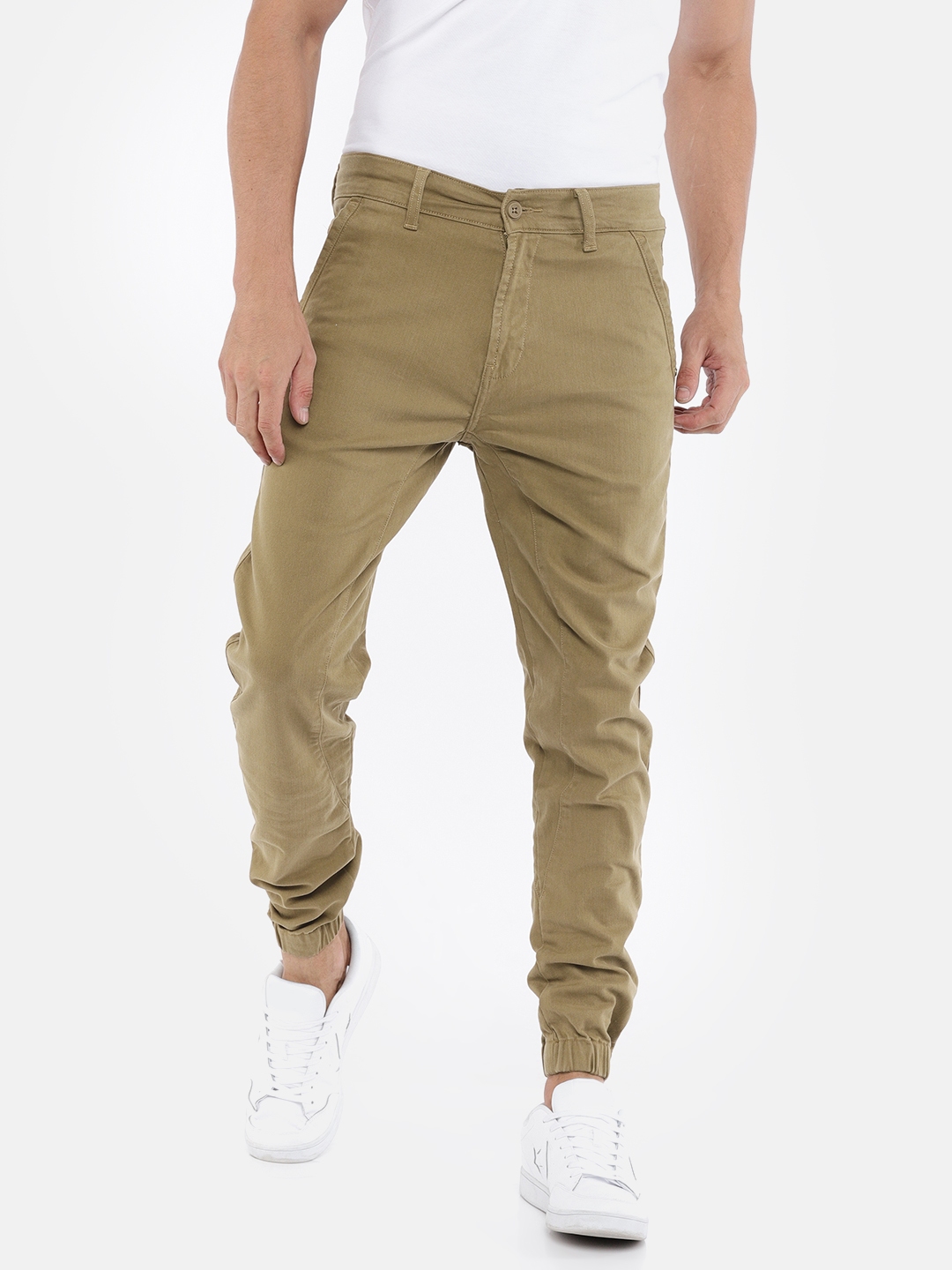 Buy Wrangler Men Khaki Custom Slim Fit Solid Joggers - Trousers for Men  2490863 | Myntra