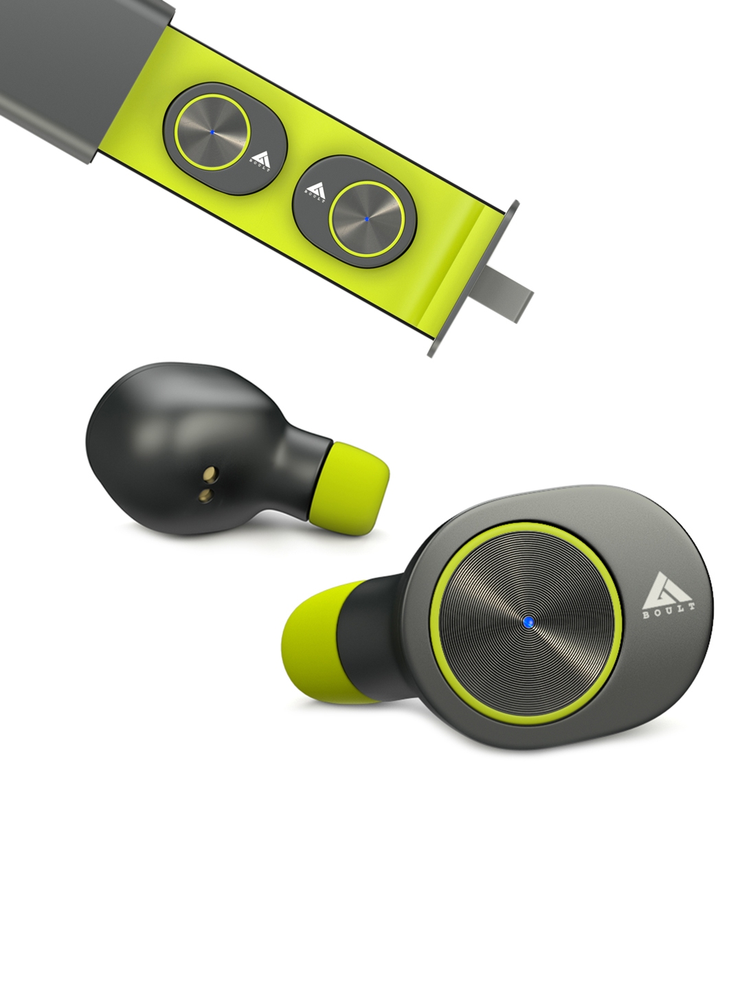 Buy Boult Unisex Fluorescent Green Grey TwinPods True Wireless