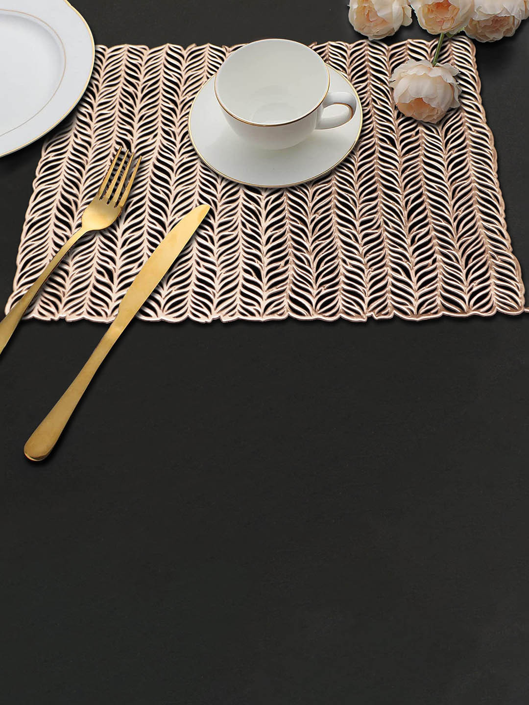 Dakshya Industries Beige 2-Pieces Patterned Table Placemats