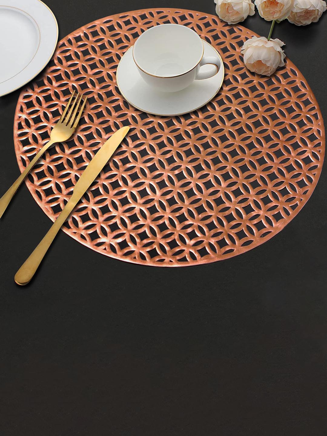 Dakshya Industries Copper Toned 2 Pieces Round Table Placemats
