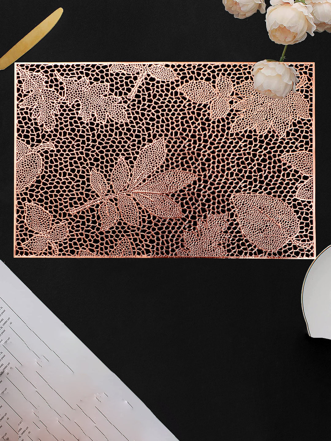 Dakshya Industries Copper 2 Pieces Rectangular Table Placemats