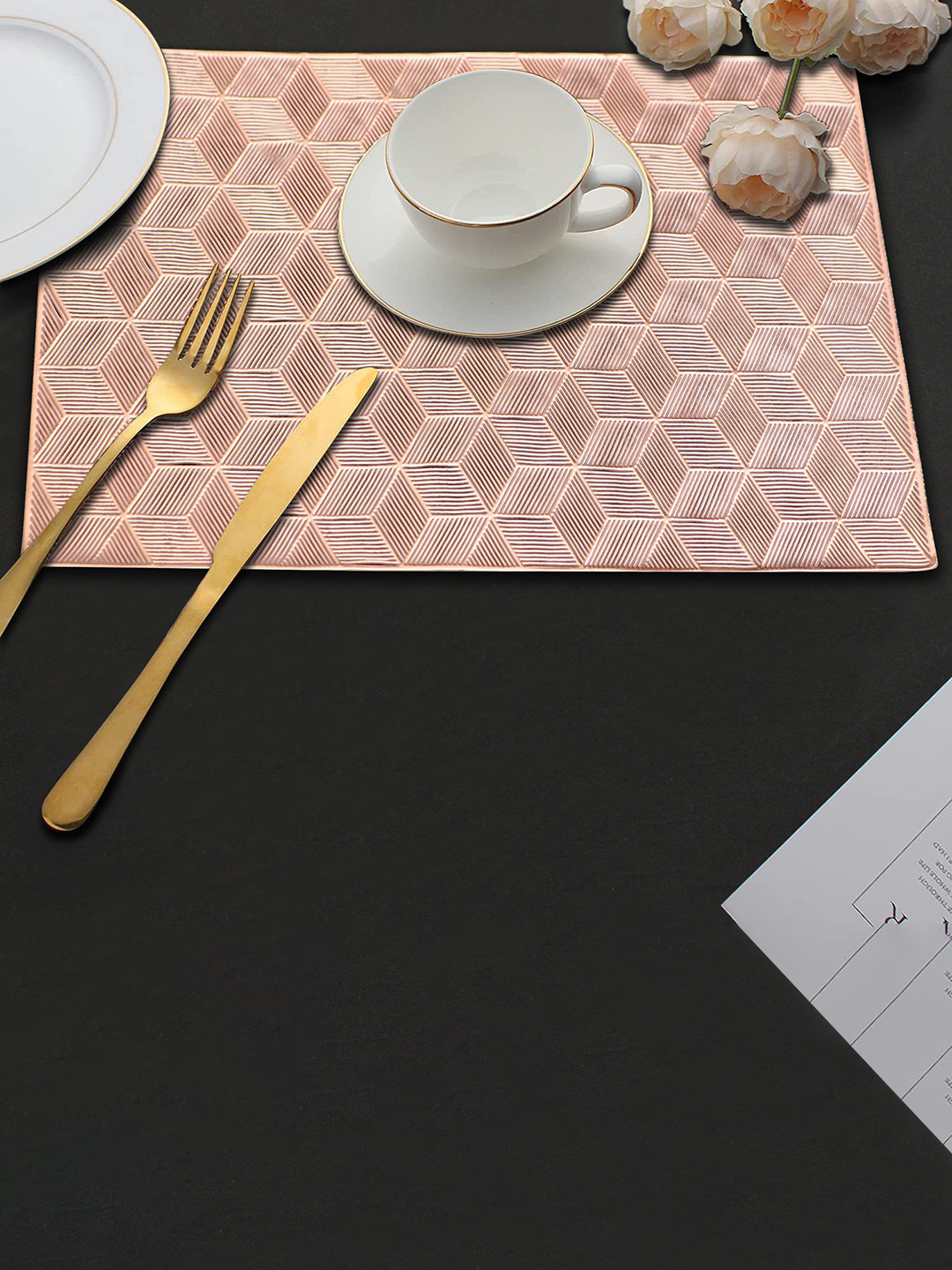 Dakshya Industries Copper 2 Pieces Rectangle Table Placemat