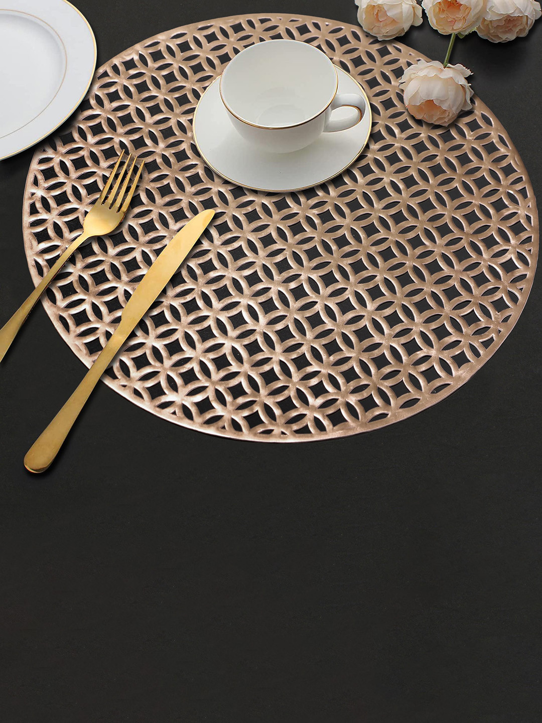 Dakshya Industries Gold-Toned 2-Pieces Round Table Placemats