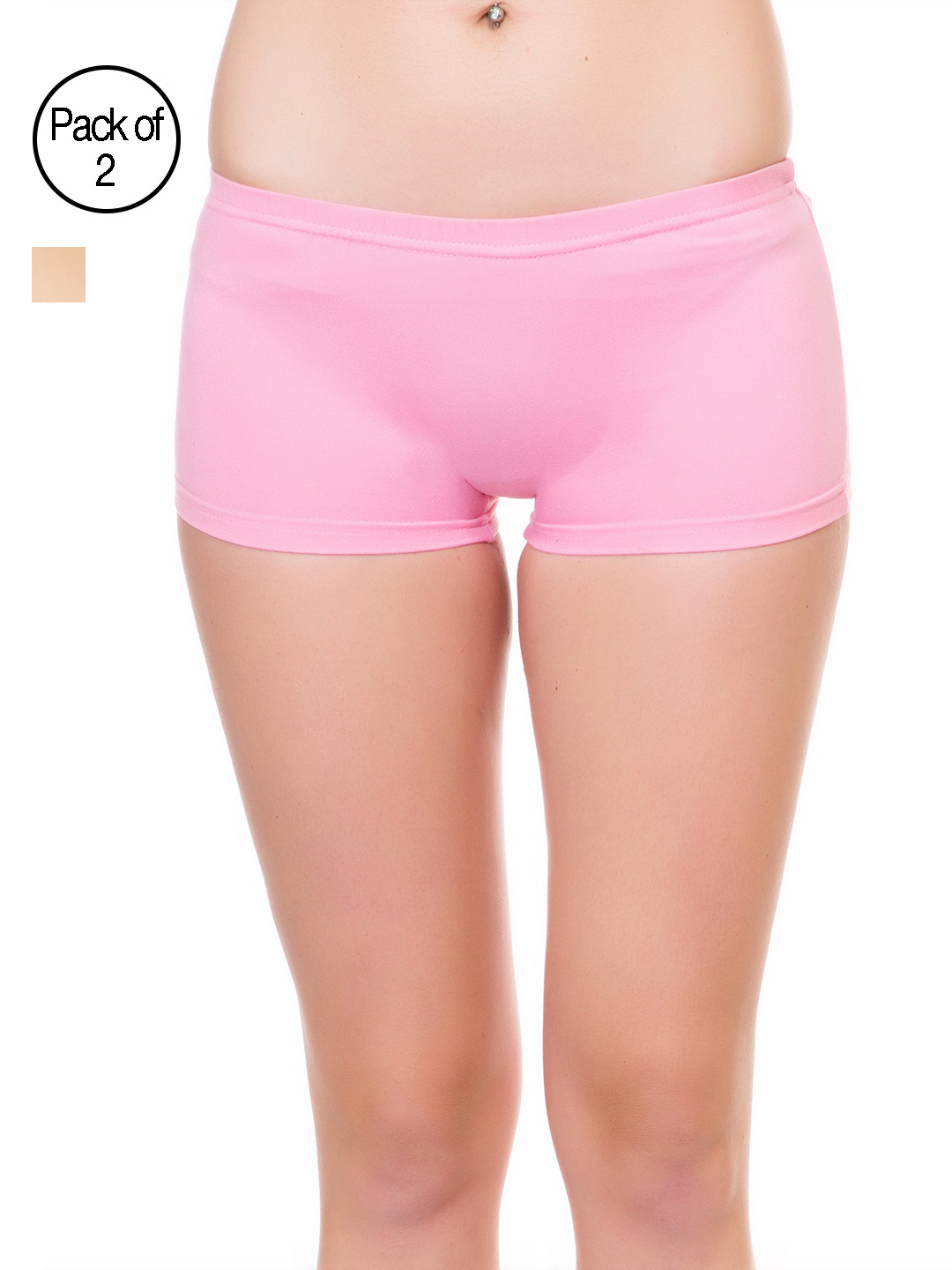 Lady Lyka Women Pack of 2 Boy Shorts B-SHORTS-PNK-SKN