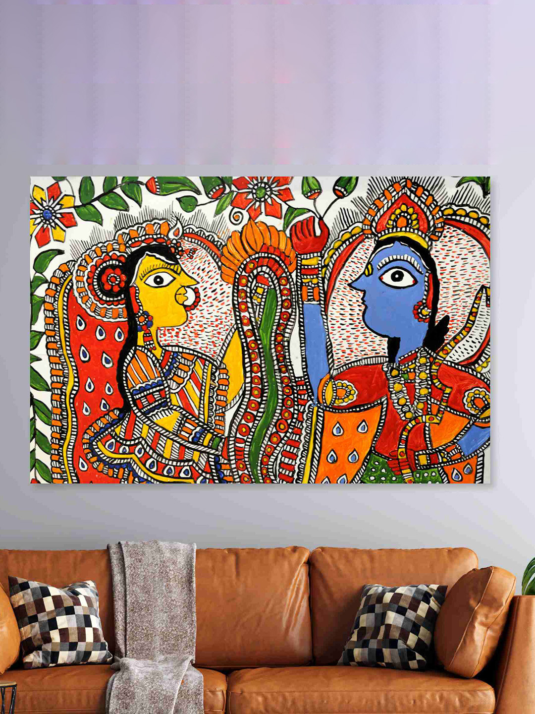 SAF Blue & Yellow Lord Mural Sparkle Coated Unframed Wall Art