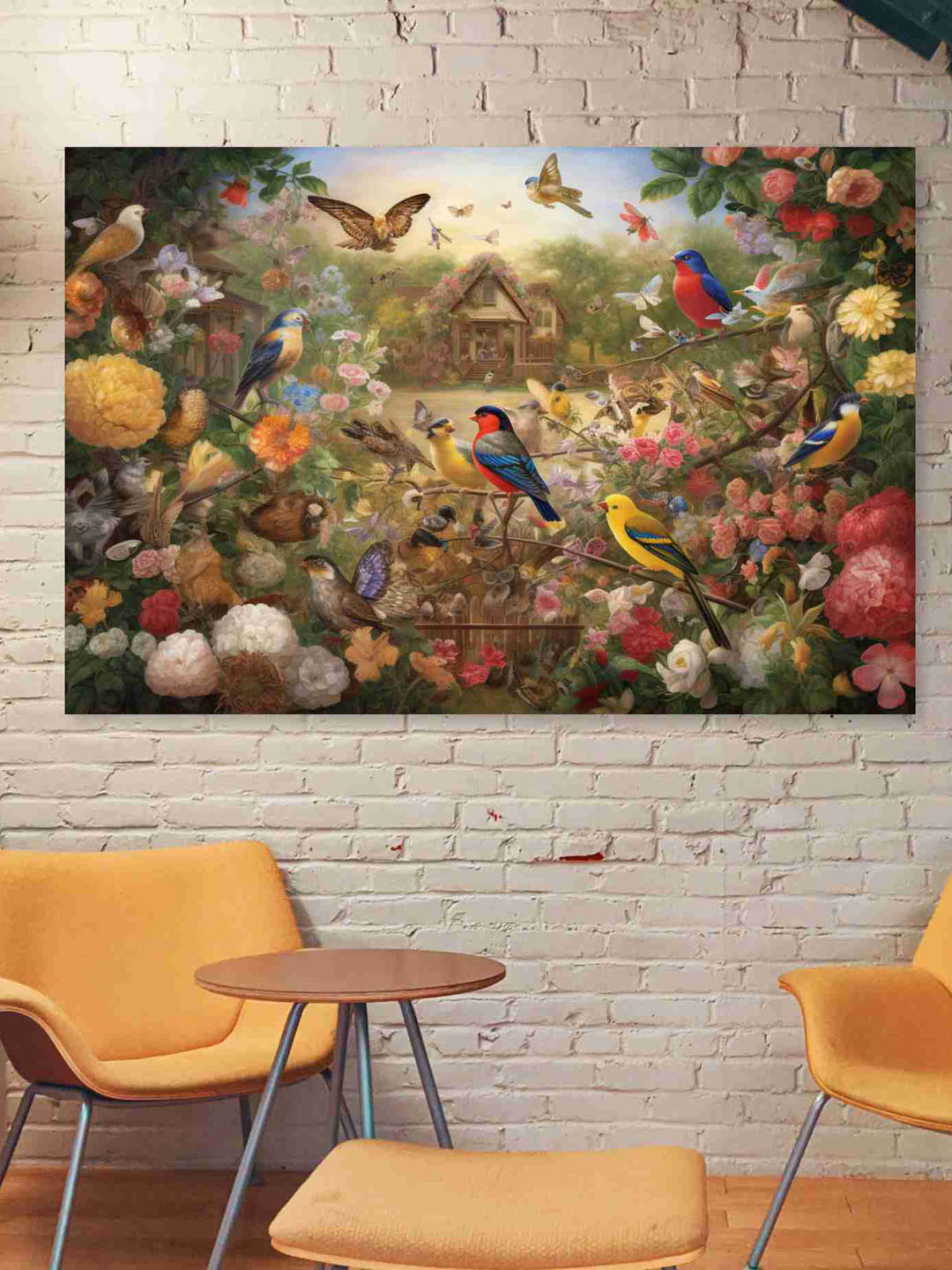 SAF Green & Yellow Nature Art Sparkle Coated Unframed Wall Art