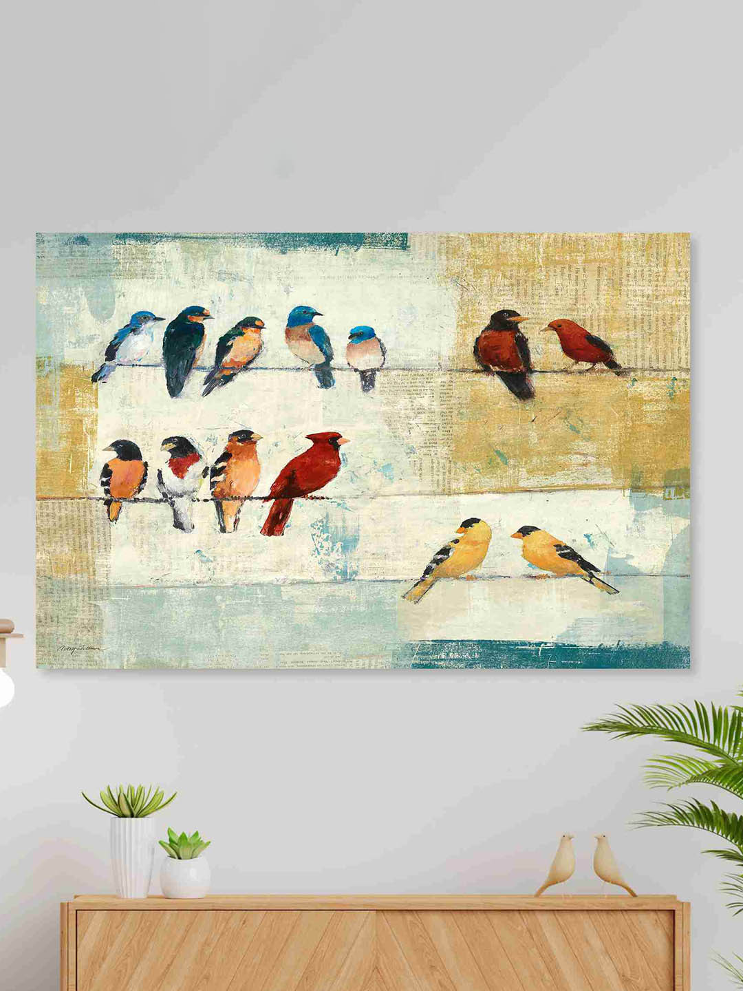 SAF Blue & Red Nature Art Sparkle Coated Unframed Wall Art