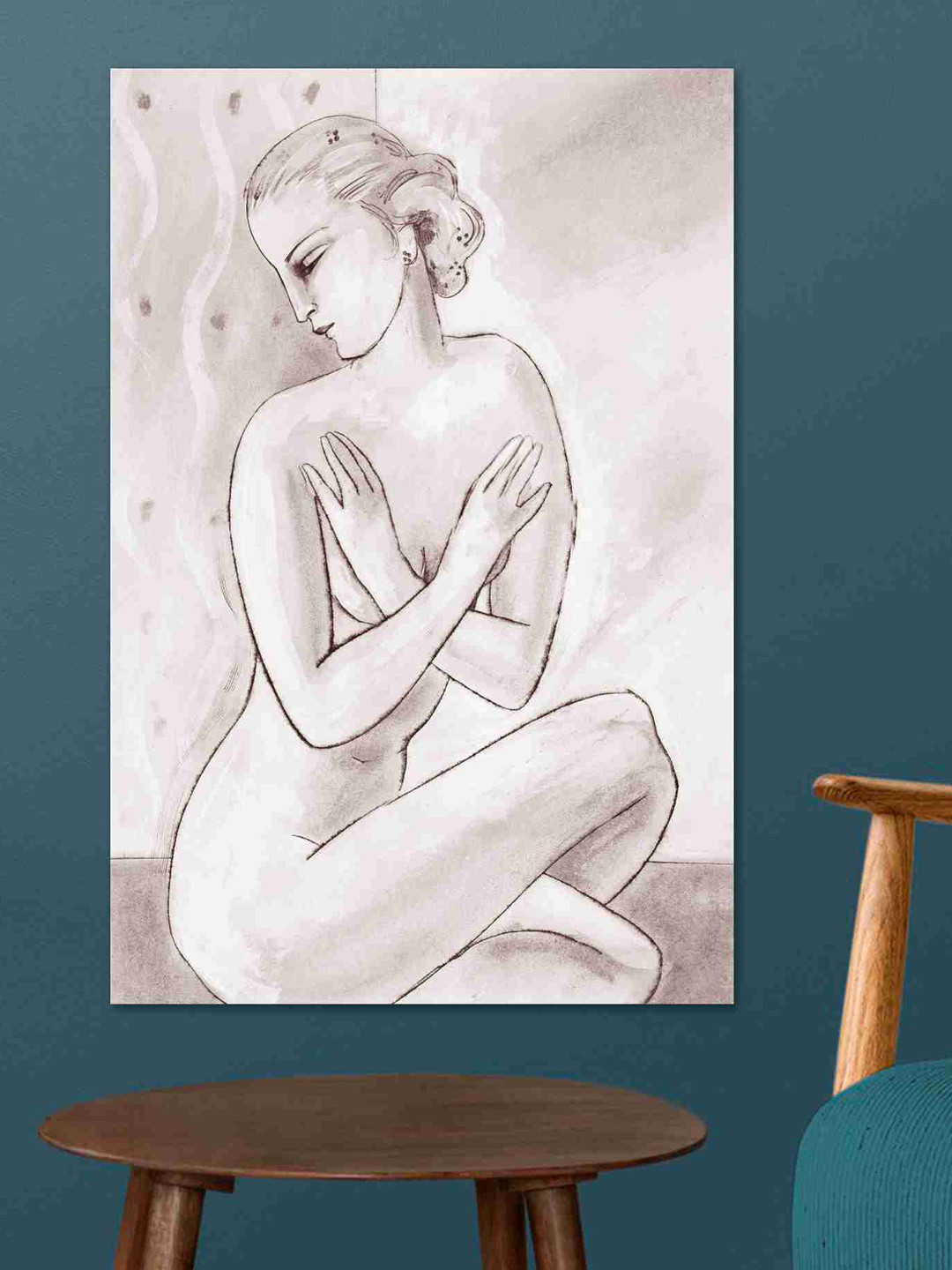 SAF Grey Wall Living Room Rectangle Potrait Paintings Wall Art -36 x 24.02In