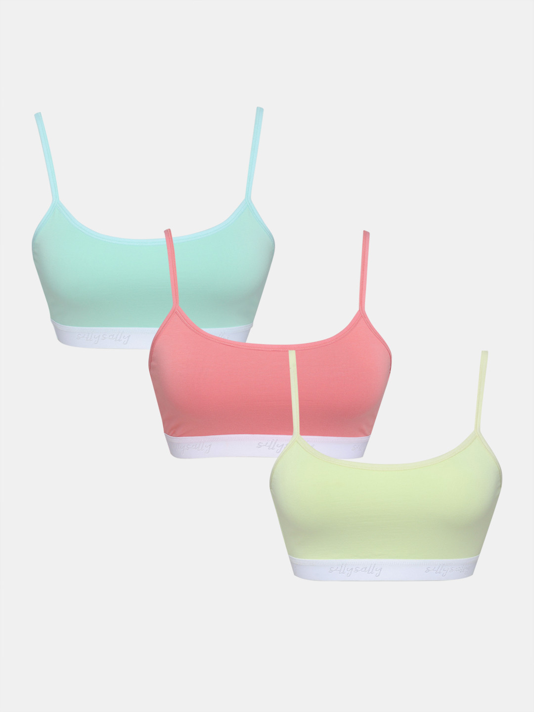 Sillysally Sea Green & Green Bra Full Coverage