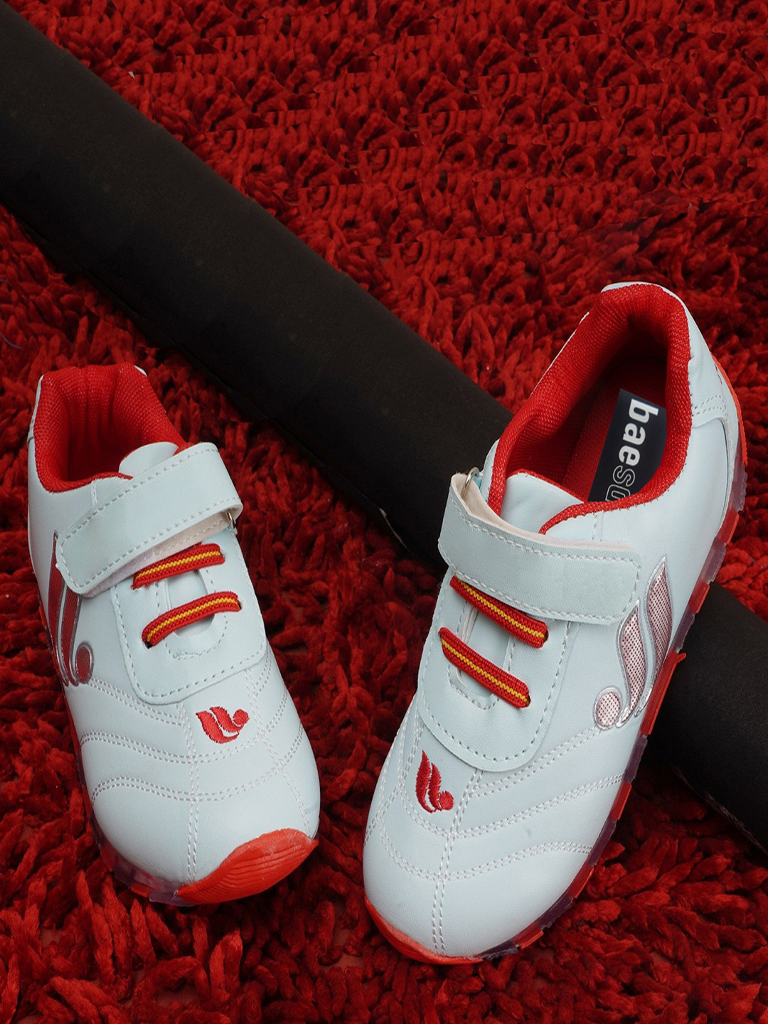 BAESD Kids Textured Lightweight Comfort Insole Sneakers With LED Lighting Velcro Closure