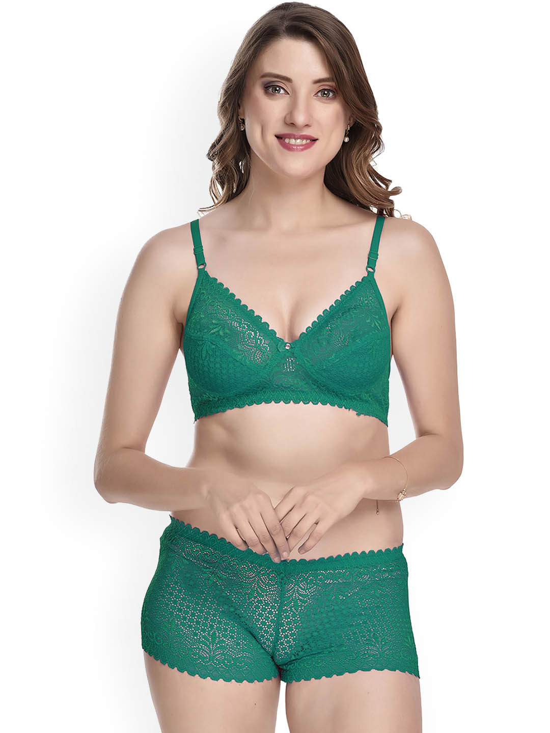 Aamarsh Laced Lingerie Set A_T-Rain Set_Green_30