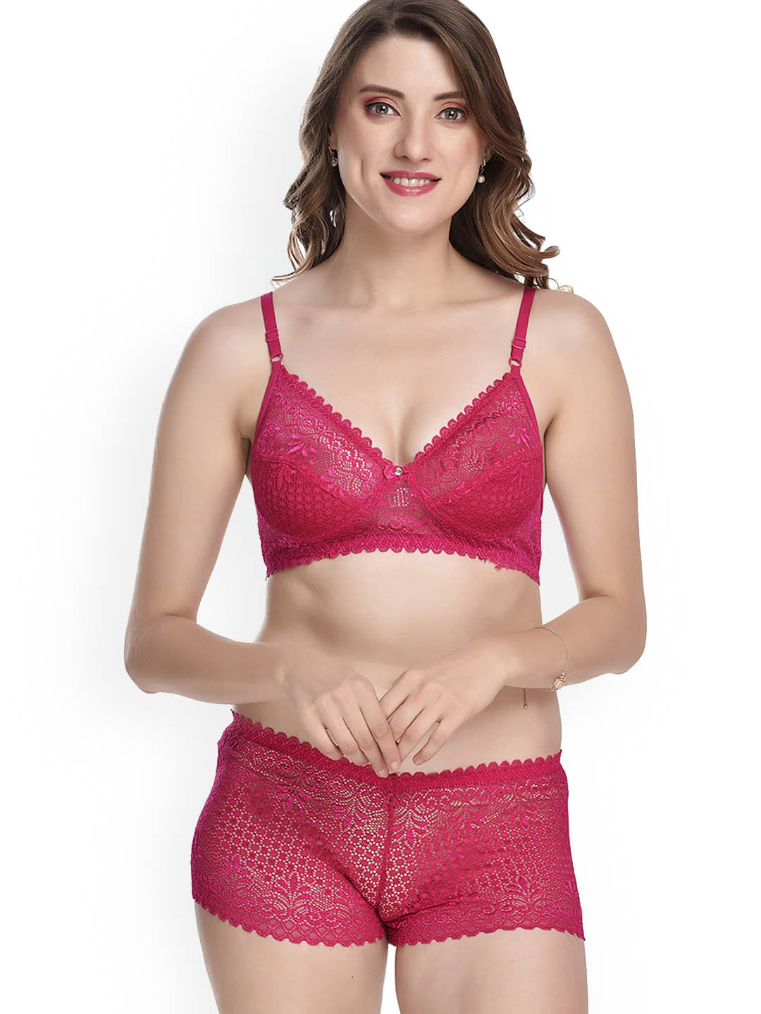 Aamarsh Net Lingerie Set A_T-Rain Set_Pink_30