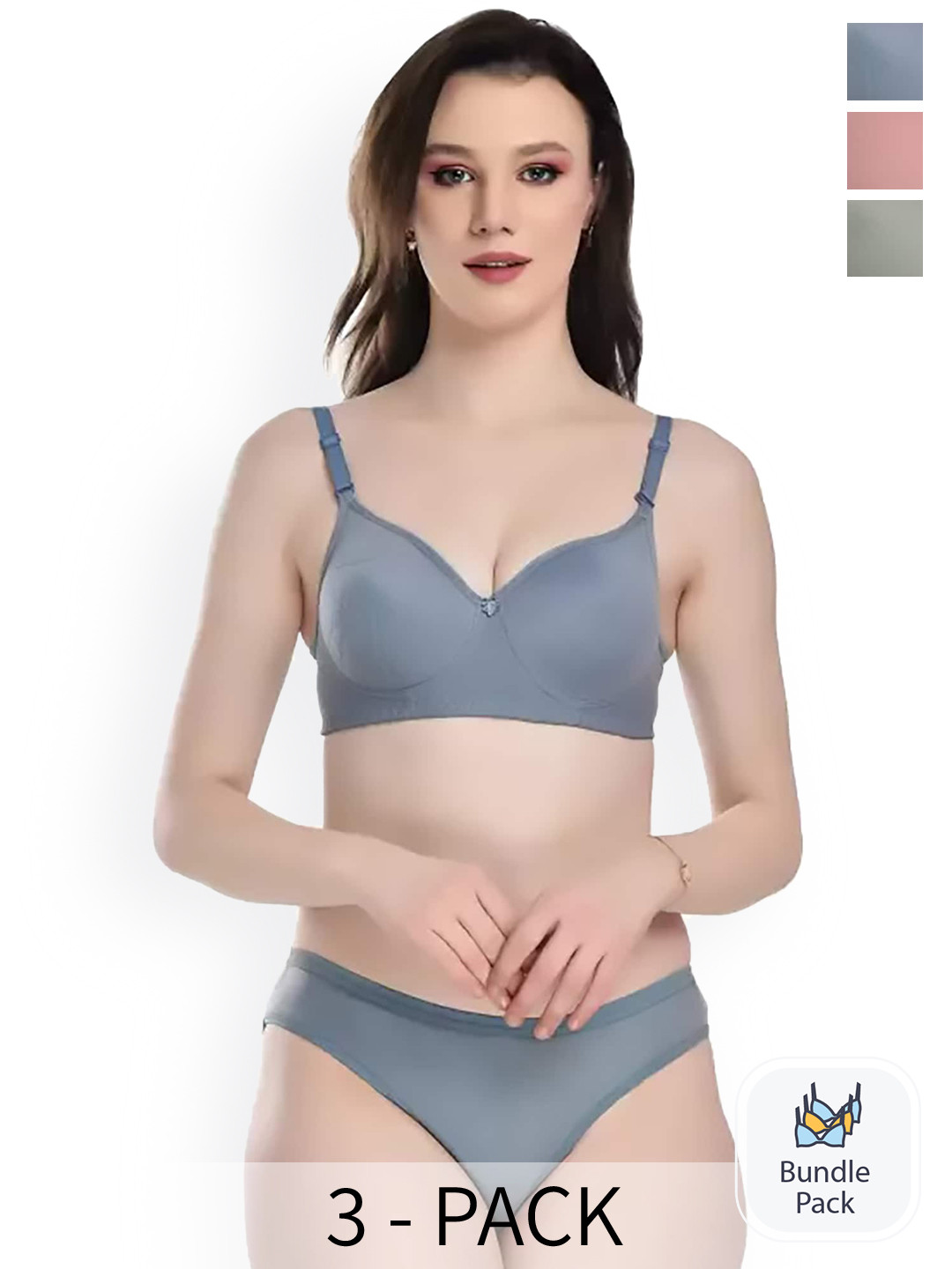 AROUSY Pack Of 3 Laced Lingerie Set T-Pdisa Set_Blue,Green,Pink_30