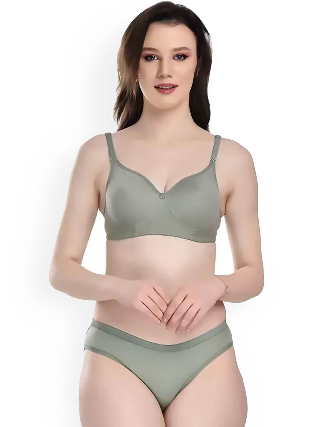 Aamarsh Cotton Lightly Padded Lingerie Set A_T-Pdisa Set_Green_30