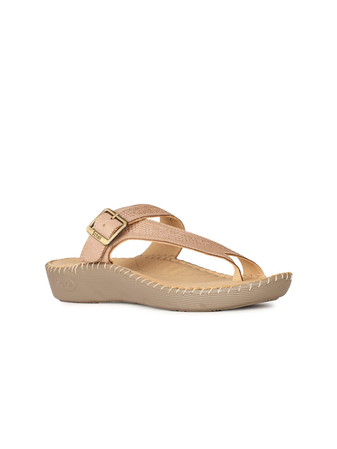 Scholl Embellished Leather One Toe Flats With Buckles Detail