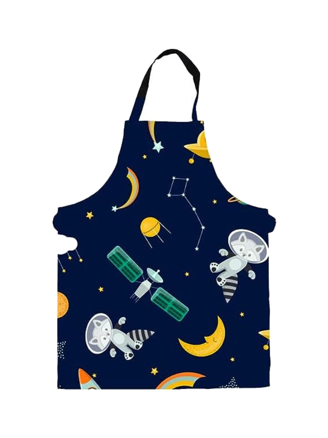 THEYAYACAFE Kids Navy Blue & Yellow Printed Cotton Apron