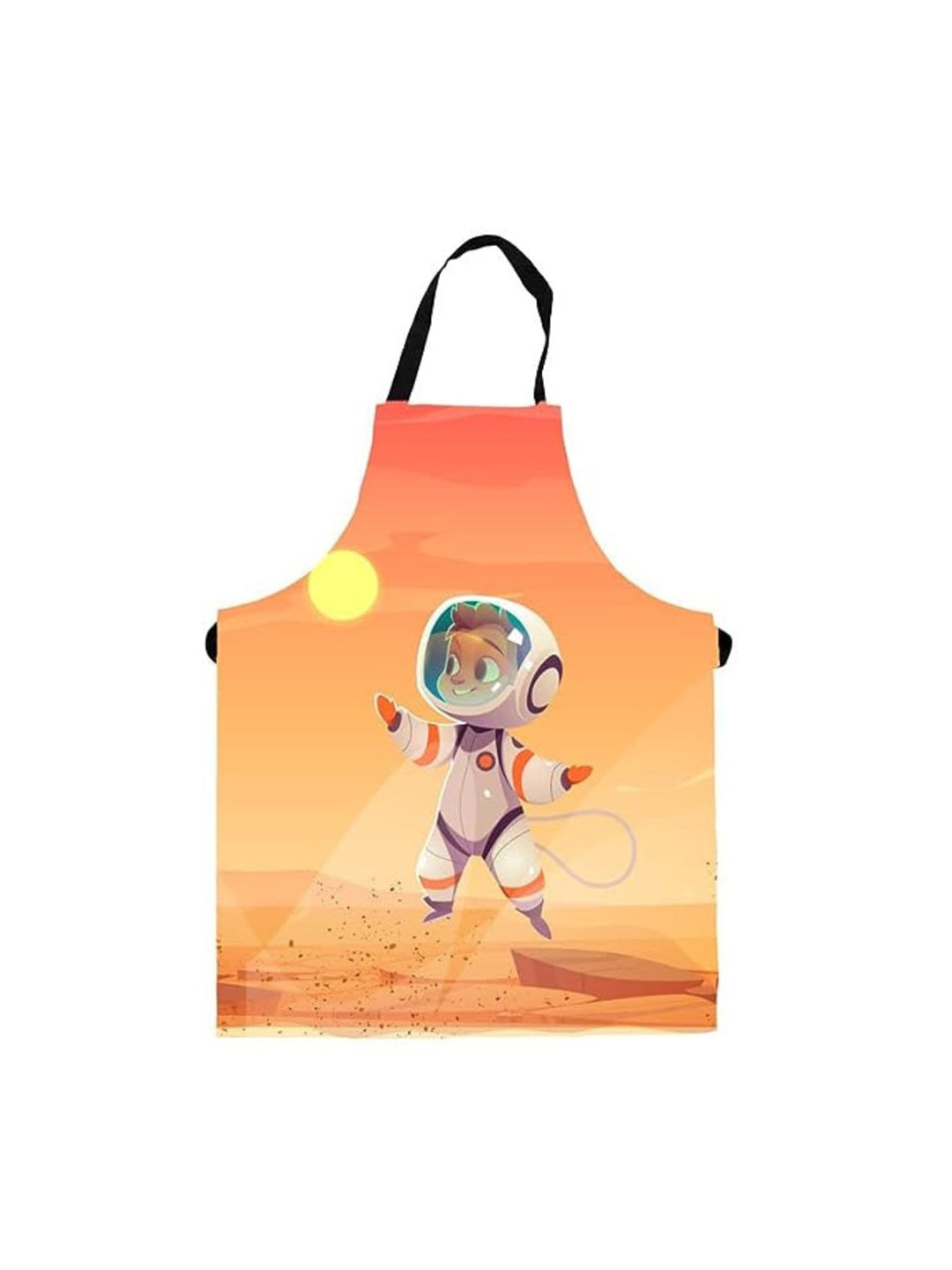 THEYAYACAFE Kids Orange-Coloured Printed Canvas Cotton Apron