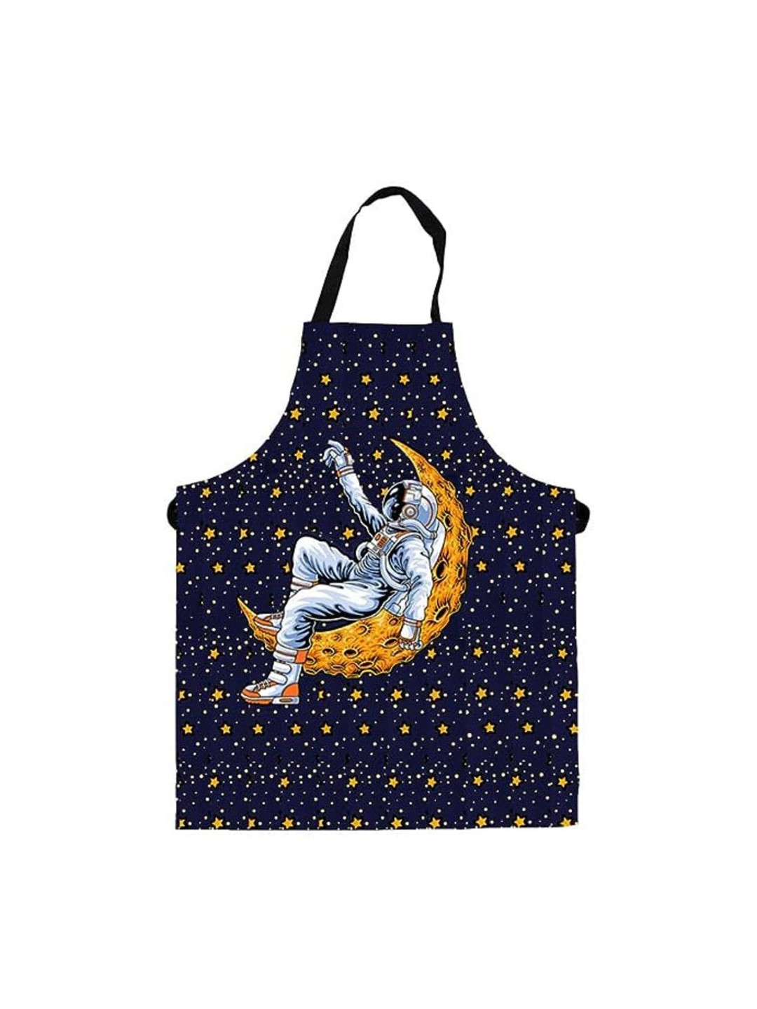 THEYAYACAFE Kids Navy Blue & Yellow Space Printed Canvas Cotton Apron