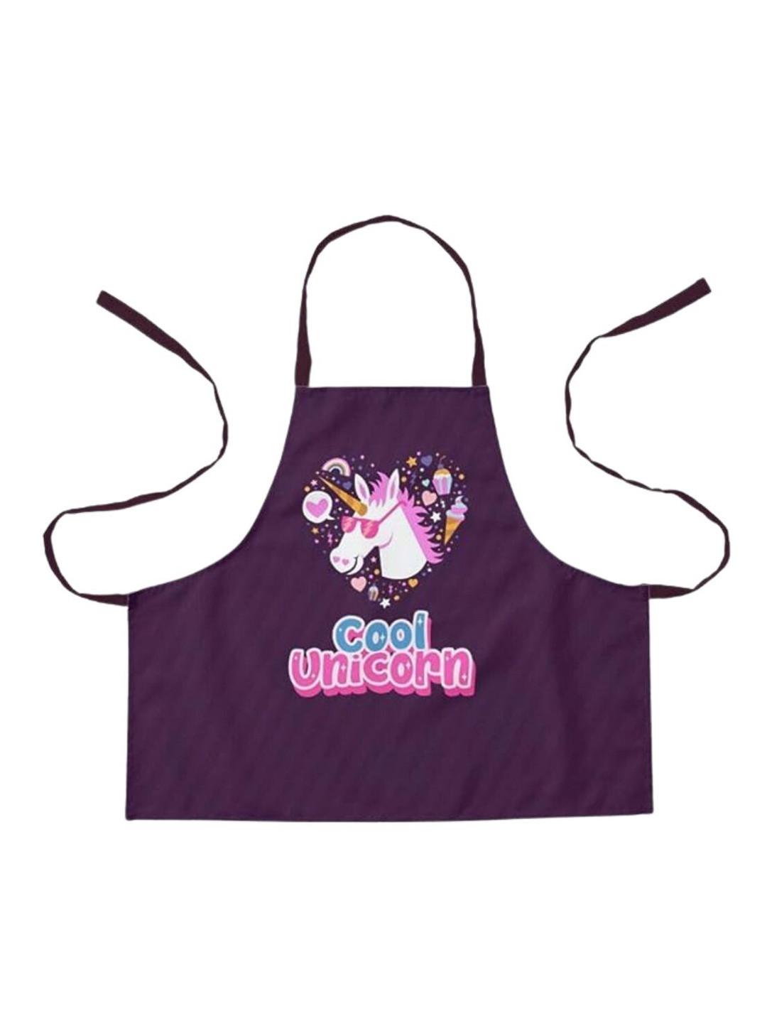 THEYAYACAFE Kids Purple & Pink Cool Unicorn Printed Canvas Cotton Apron
