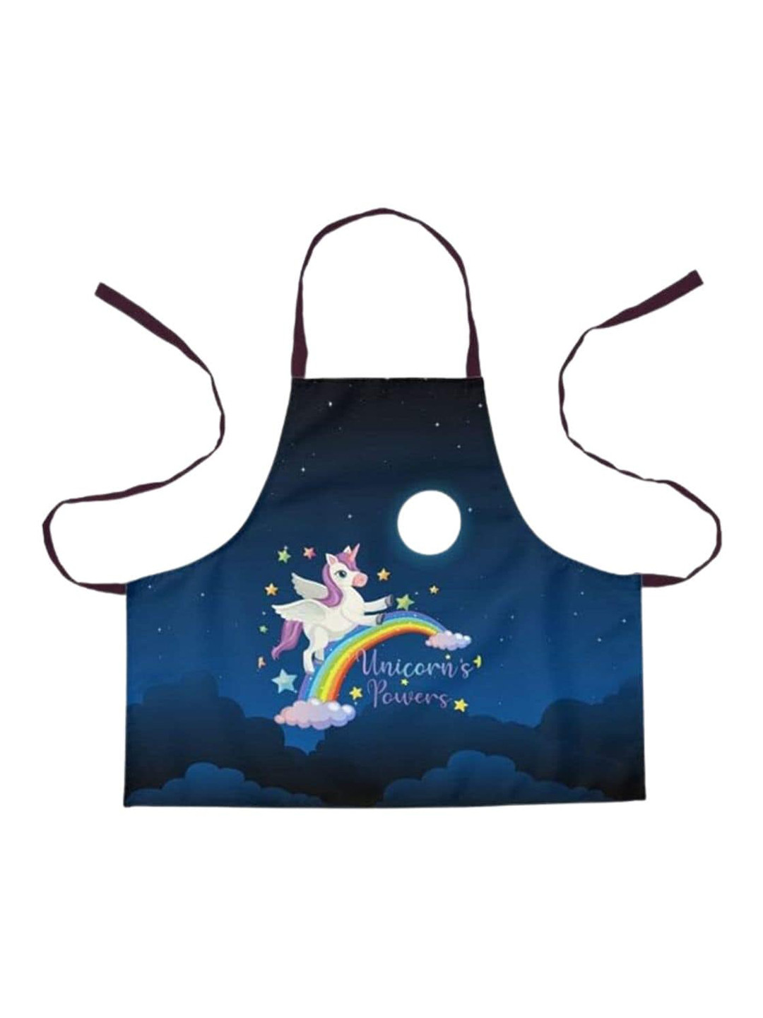 THEYAYACAFE Kids Navy Blue & White Unicorn Powers Printed Canvas Cotton Apron