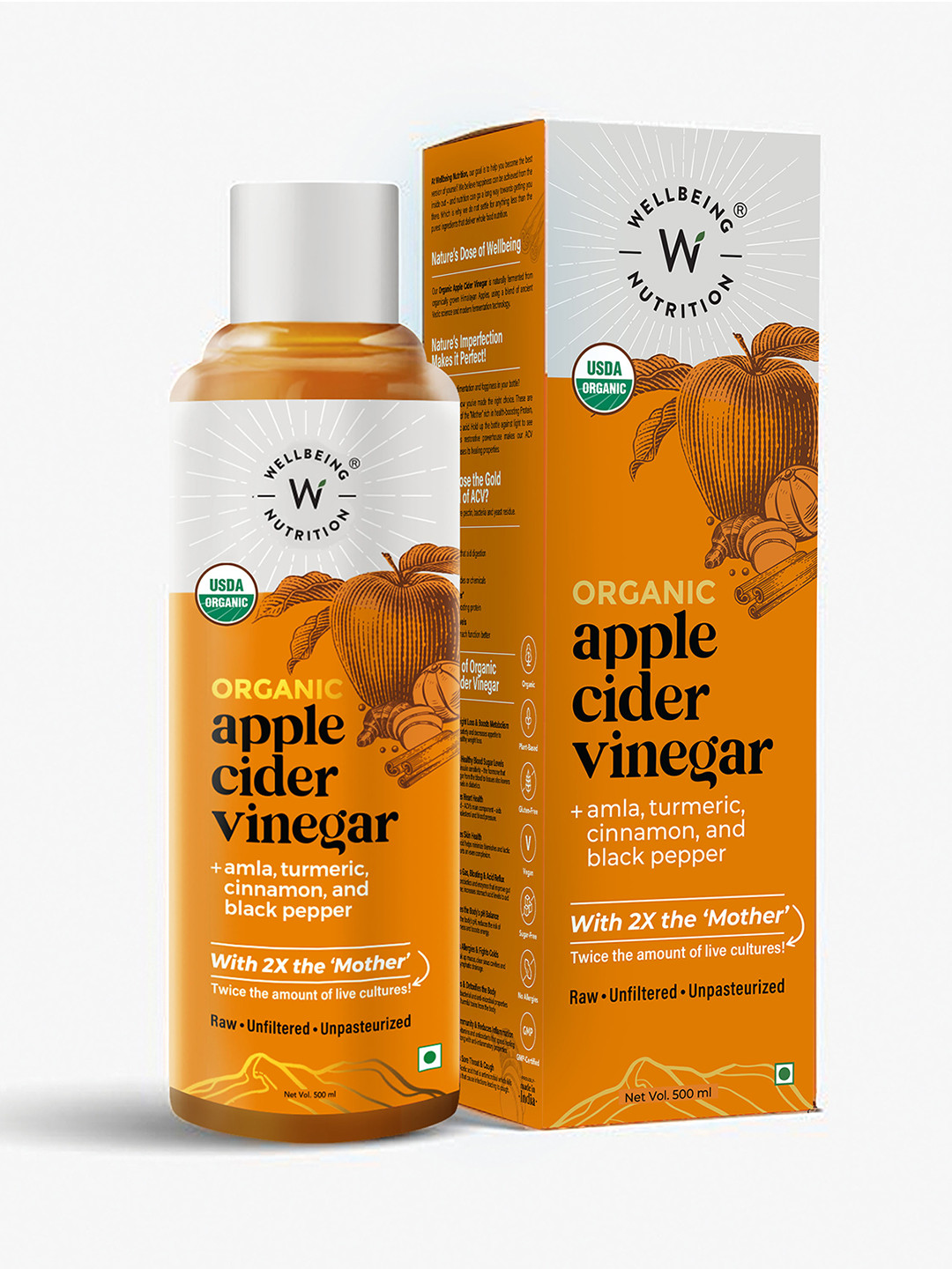 Wellbeing Nutrition Organic Apple Cider Vinegar with Amla & Turmeric - 500 ml