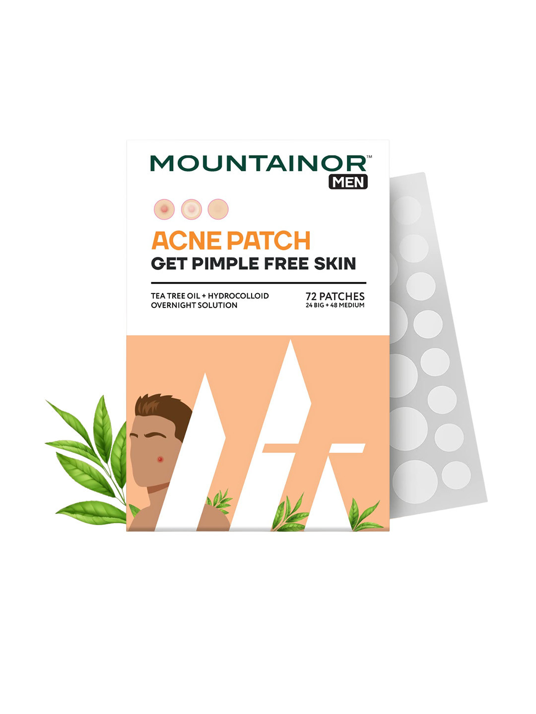 MOUNTAINOR Men Acne Pimple Patch with Hydrocolloid & Tea Tree - 72 Patches