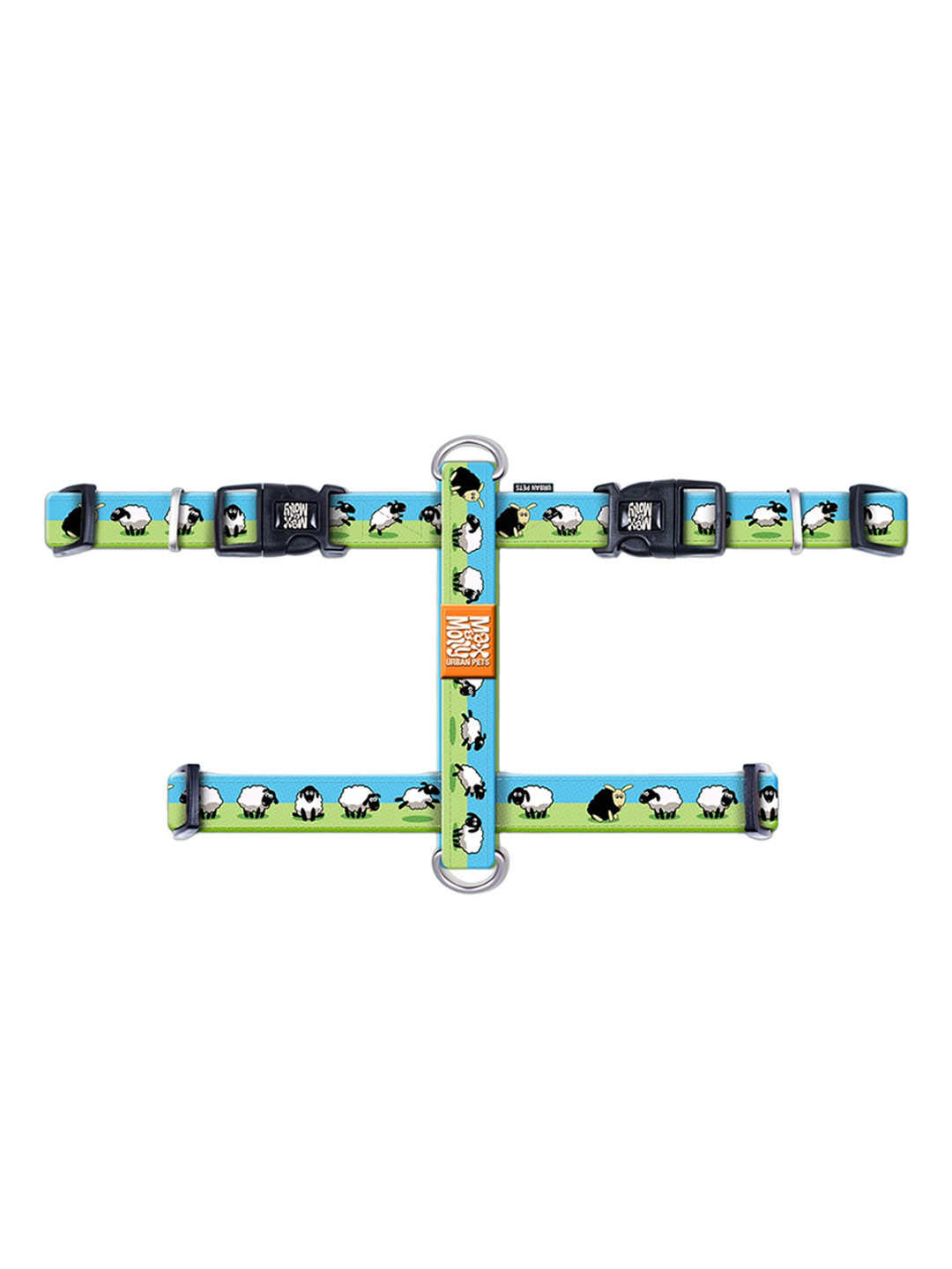 Max & Molly Blue & Green Sheep Printed Training Pet H-Harness