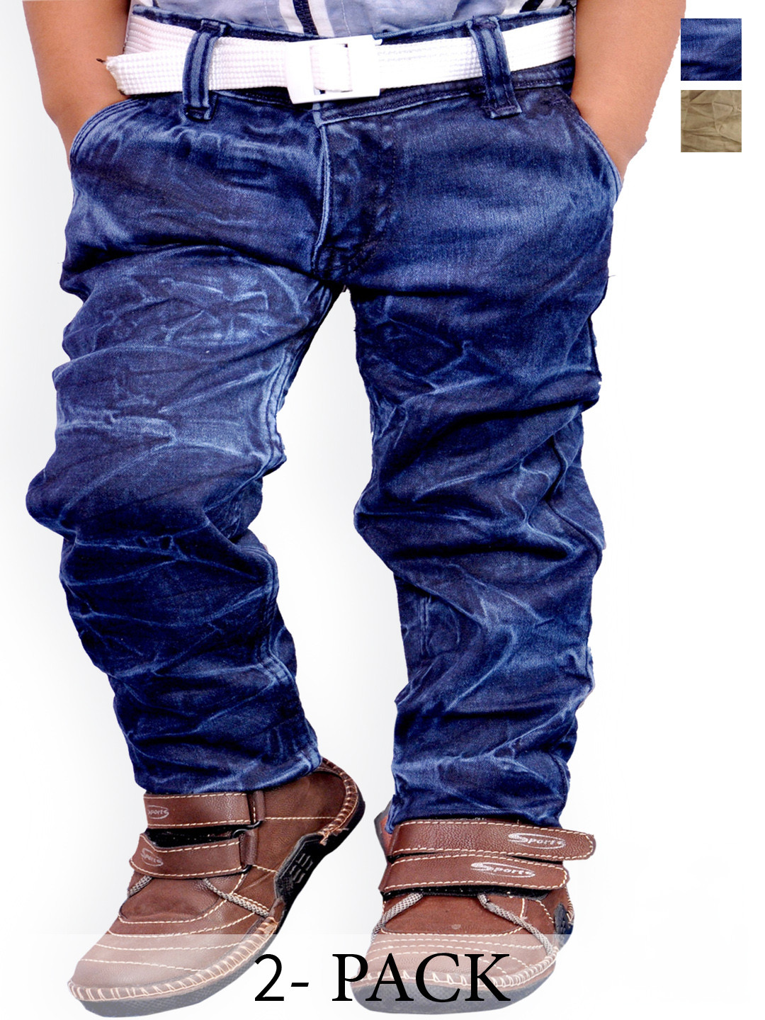 BAESD Pack Of 2 Boys Slim Fit Mid-Rise Cotton Cargos