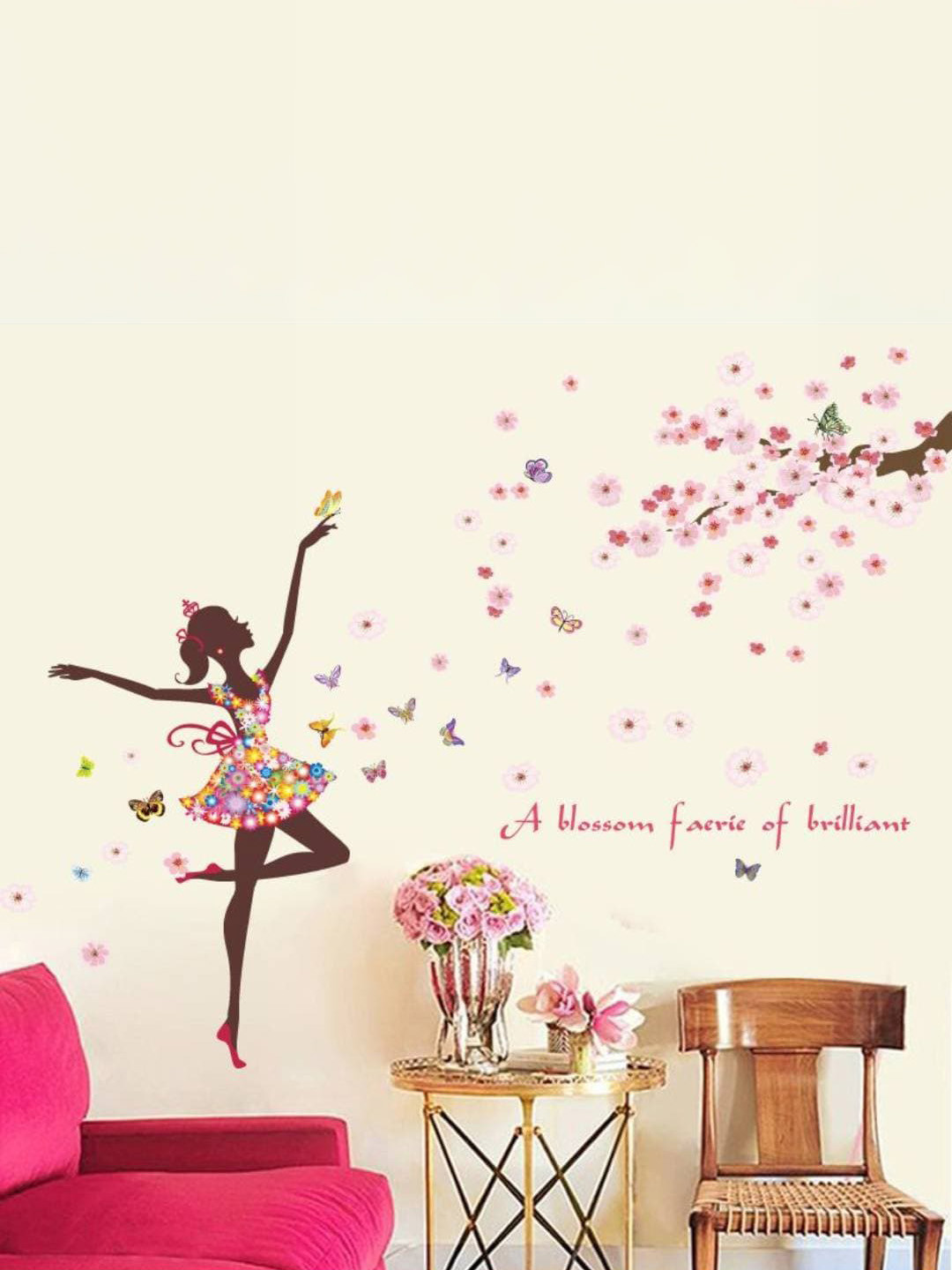 Jaamso Royals Red & Pink Printed Wall Sticker