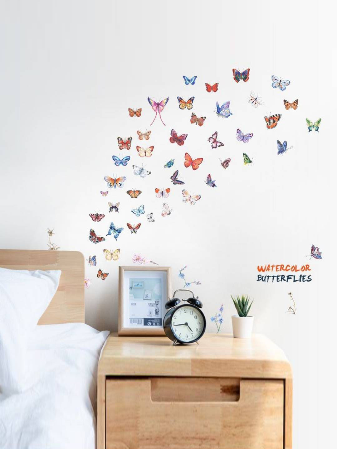 Jaamso Royals Red & Blue Butterflies Printed Self Adhesive Wall Sticker