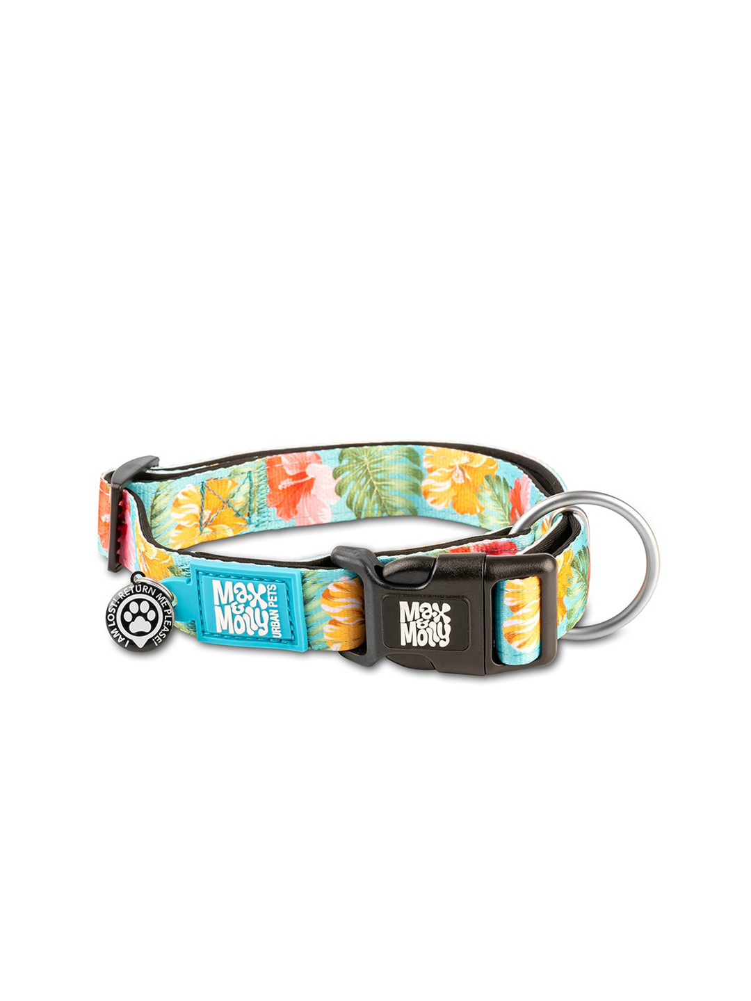 Max & Molly Blue Tropical Printed Dog Training Smart ID Collar