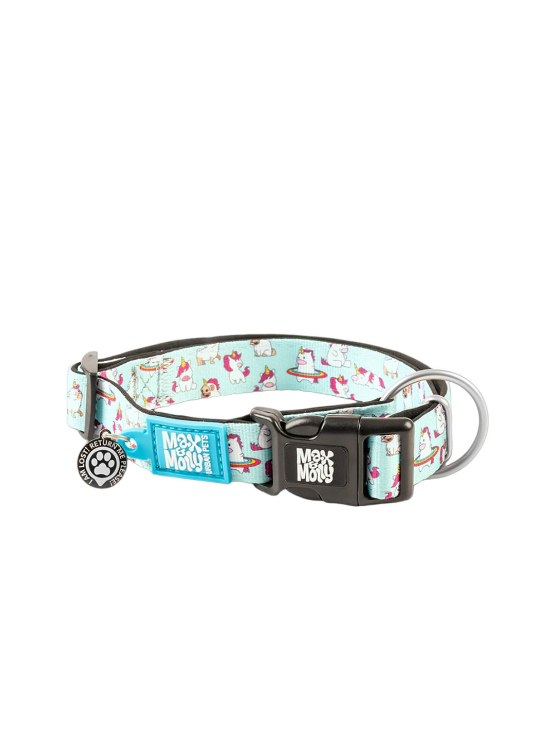 Max & Molly Blue & White Unicorn Printed Dog Training Smart ID Collar