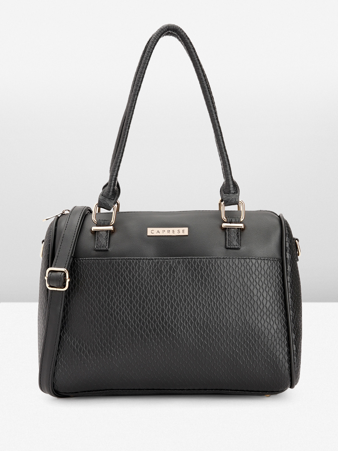 Caprese Fiona Women Black Medium Satchel Bag