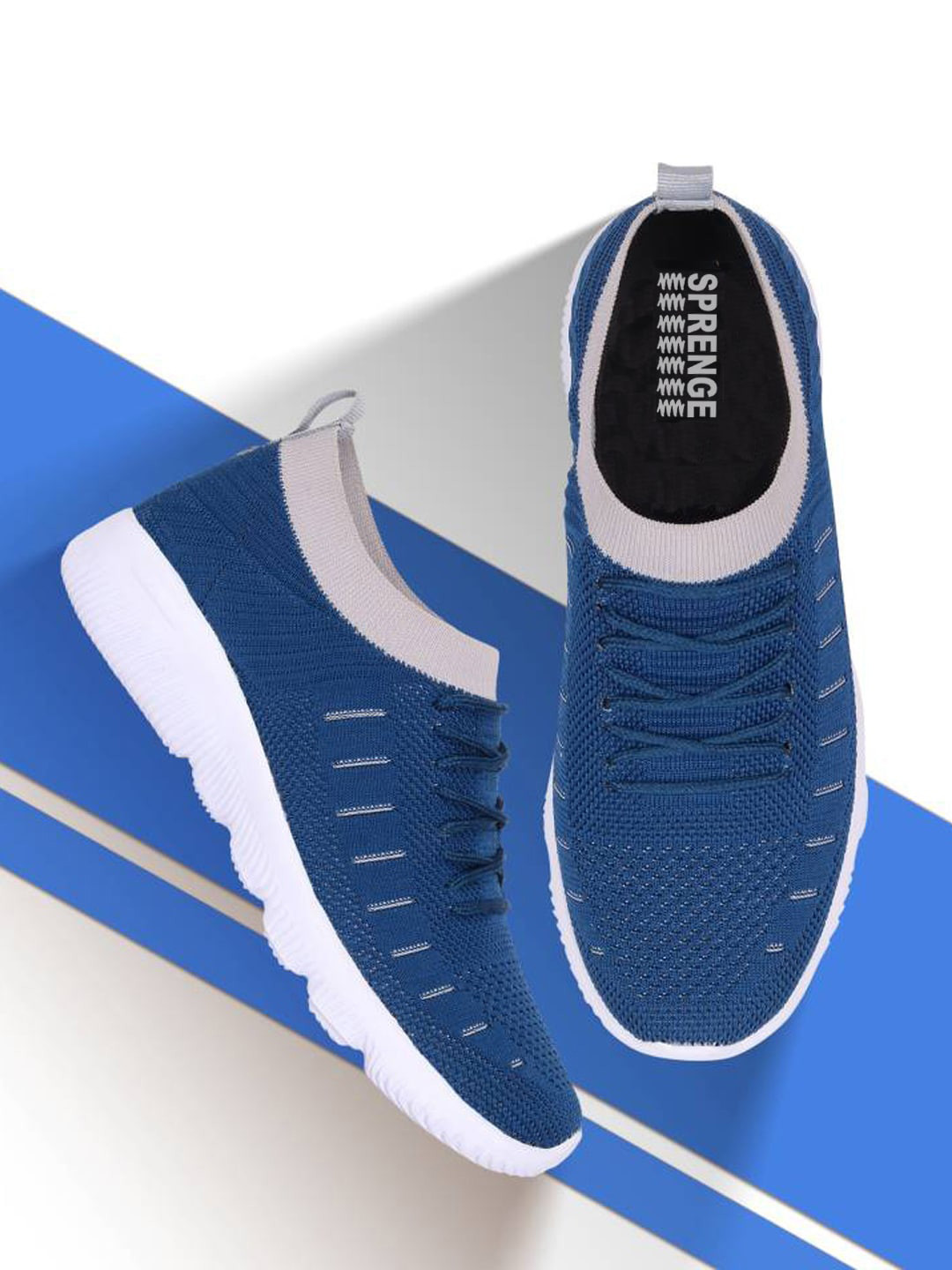 SPRENGE Men Textured Lightweight Textile Comfort Insole Contrast Sole Sneakers