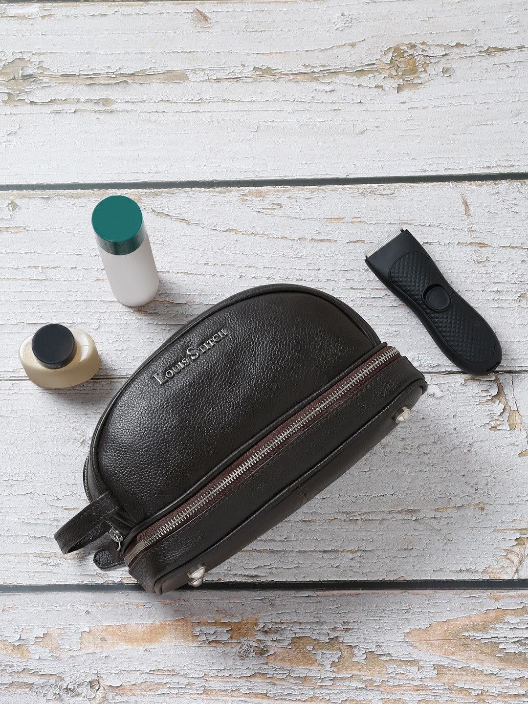 LOUIS STITCH Leather Travel Toiletry Kit