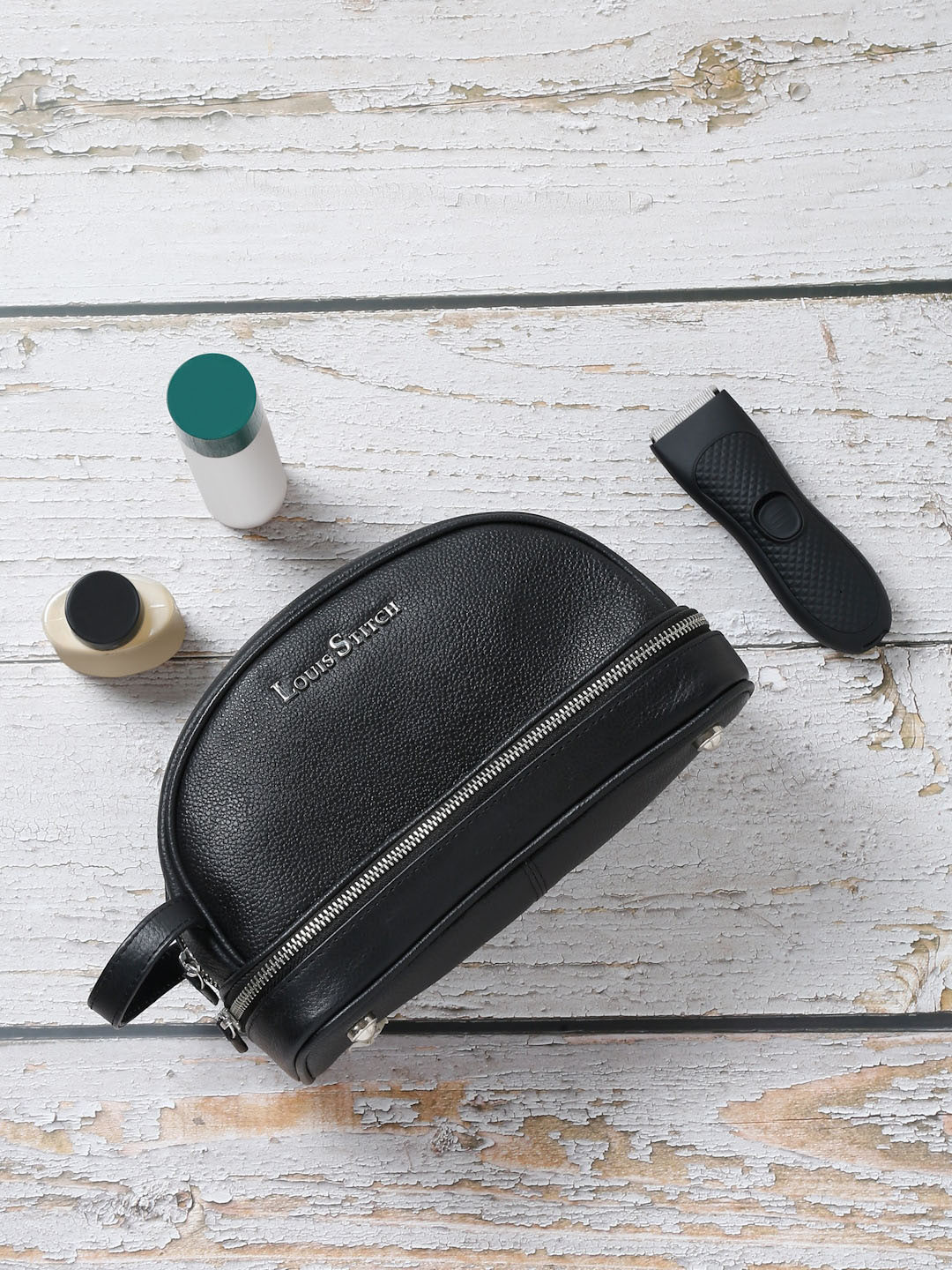 LOUIS STITCH Leather Travel Toiletry Kit