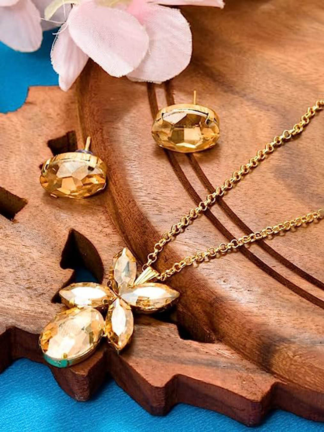 JewelShadi Gold-Plated Stone Studded Jewellery Set