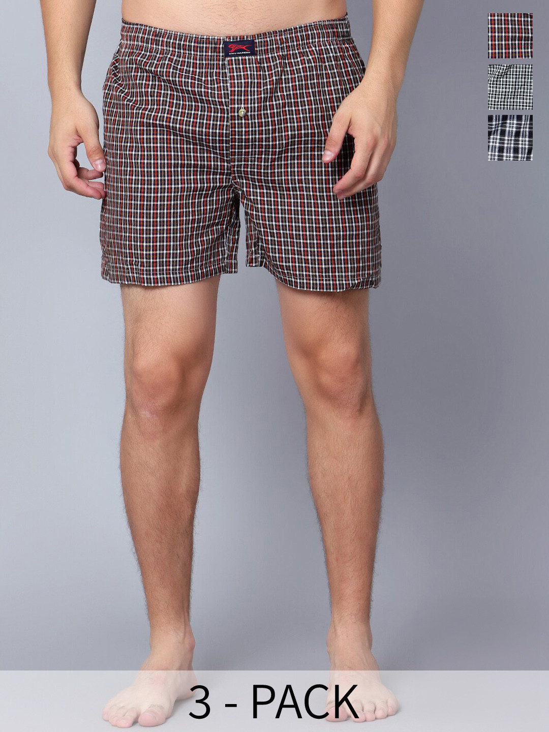 Shiv Naresh Pack Of 3 Assorted Cotton Boxers D:Boxer Combo Cotton-S