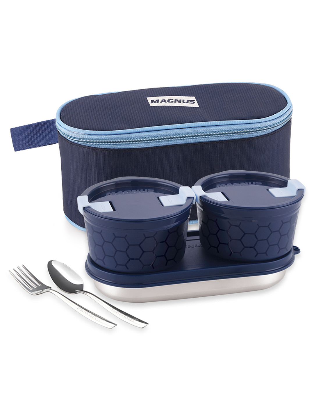 MAGNUS Microwave Safe Airtight Leakproof Plastic 5PCs Lunch Box With Spoon and Fork