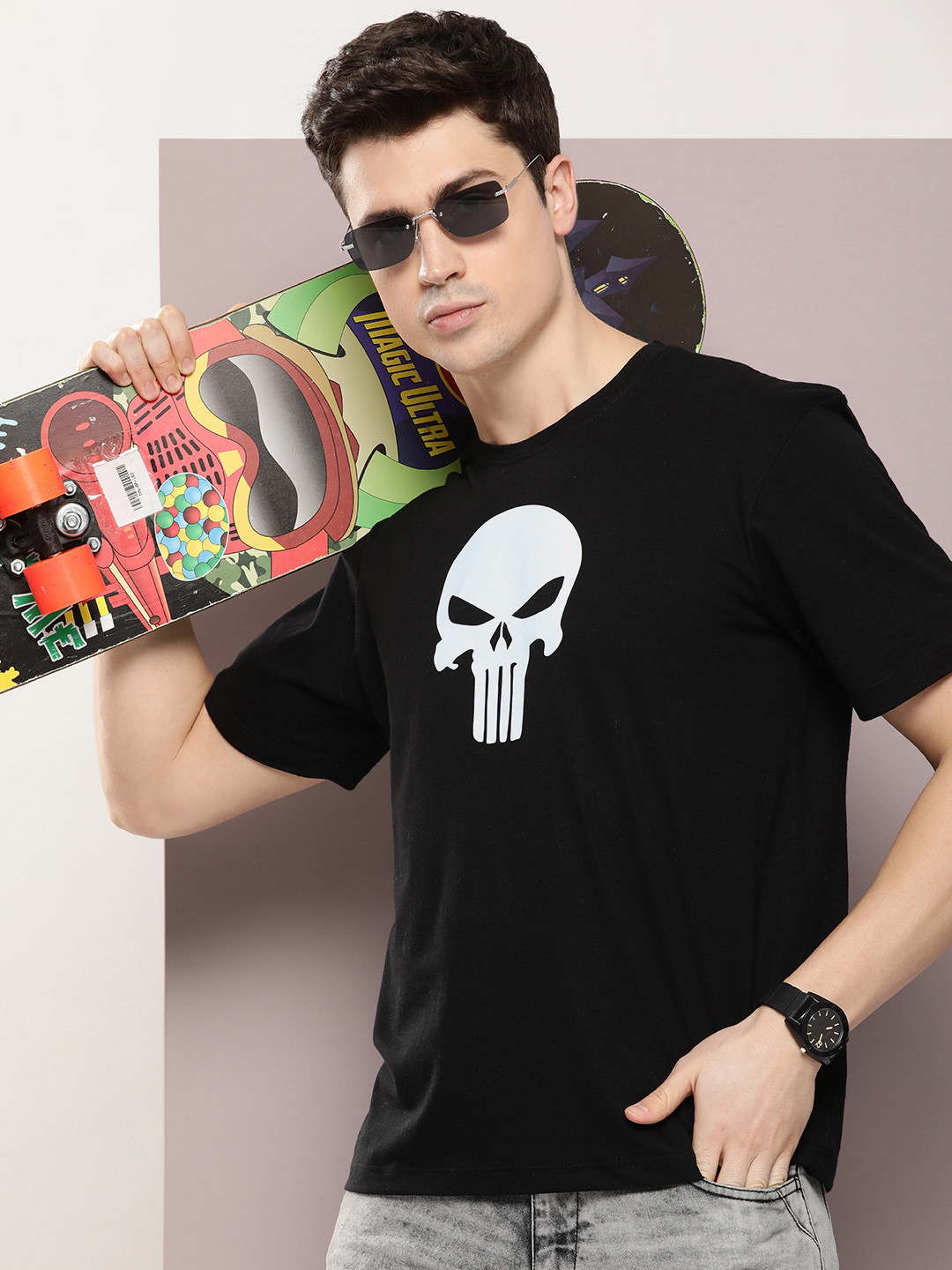 Kook N Keech Men Punisher Printed Pure Cotton T-shirt