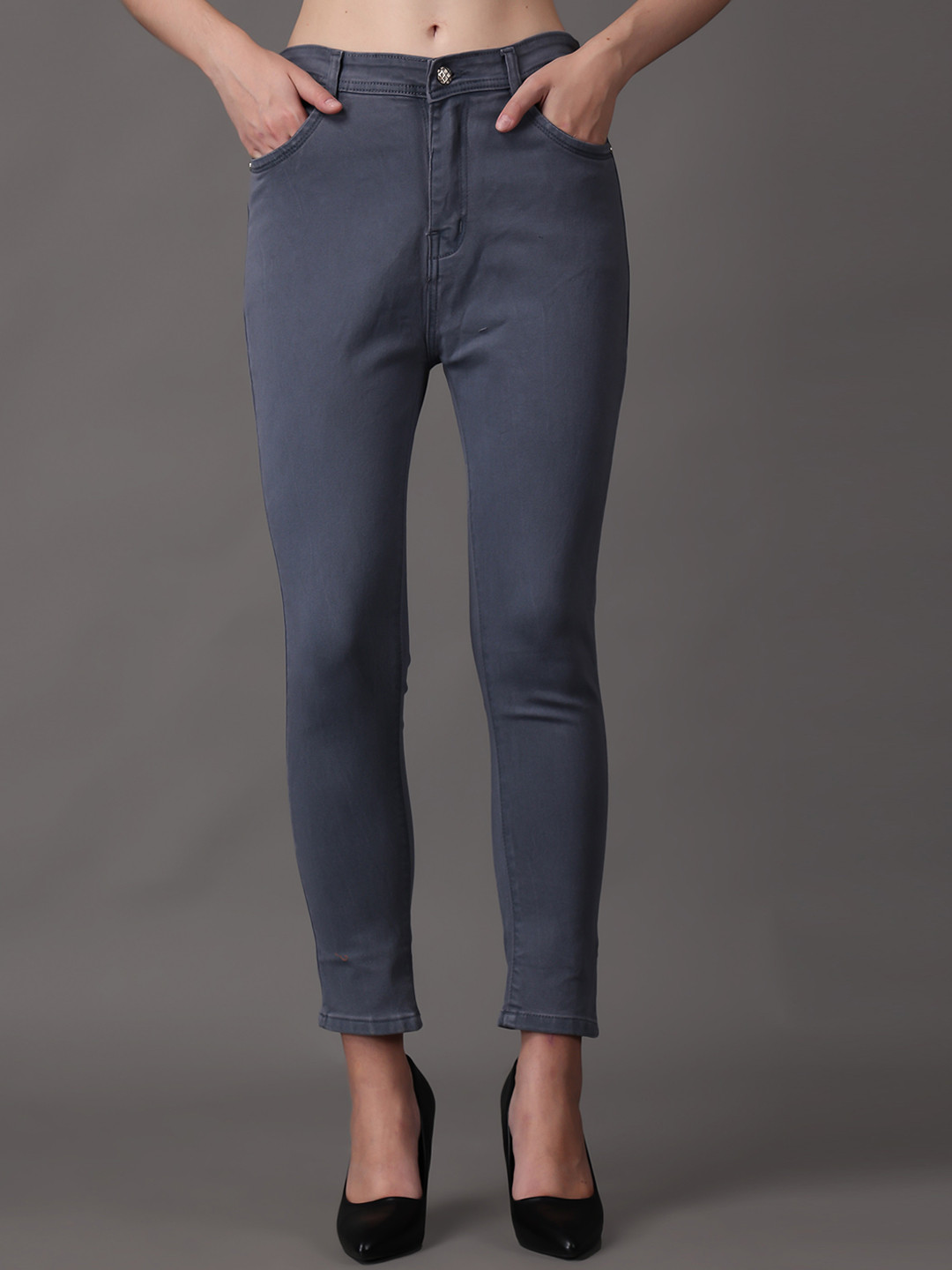POMPOUS Women Slim Fit High-Rise Clean Look Stretchable Jeans