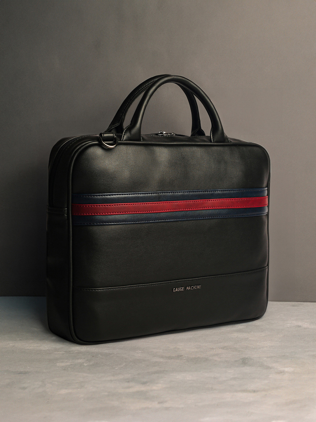 Gauge Machine Solid Structured Detachable Strap Laptop Bag - 16 Inches