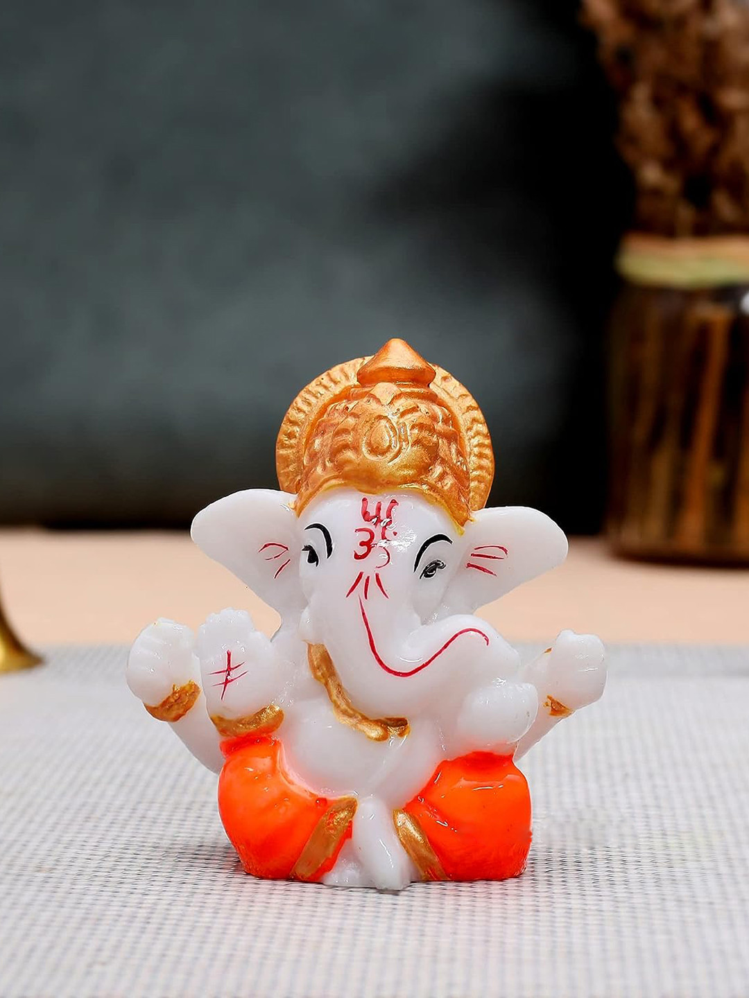 Ascension White & Red Lord Bappa Ganesha Showpiece