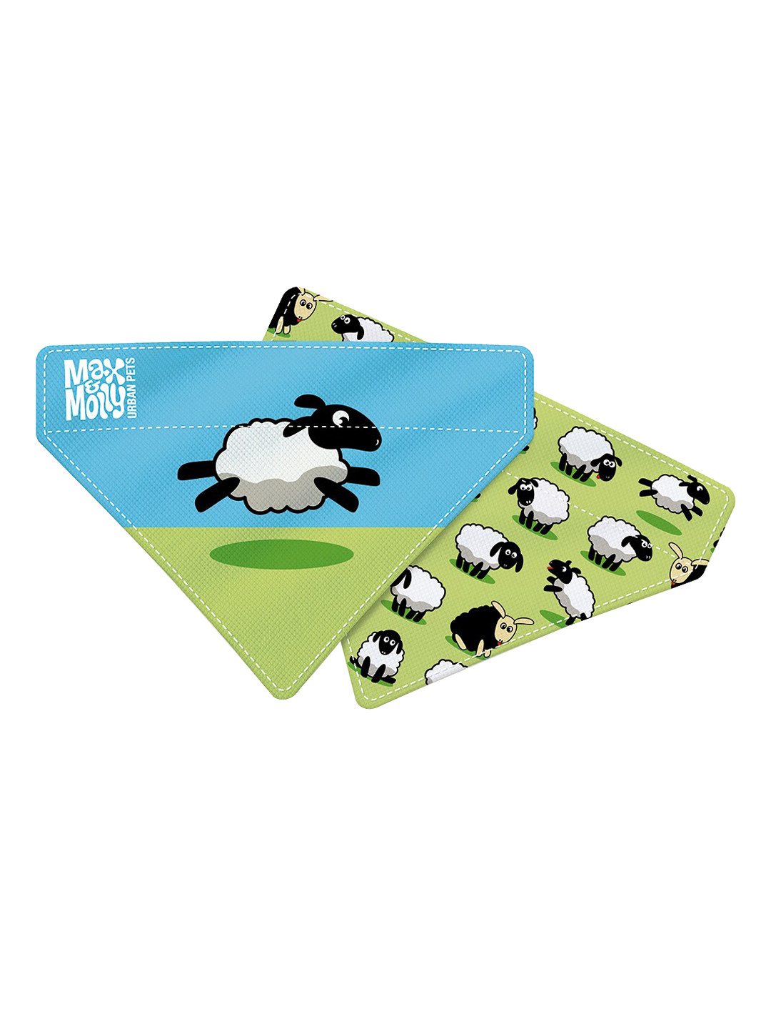 Max & Molly Green & Blue Sheep Printed Dog Pet Bandanas