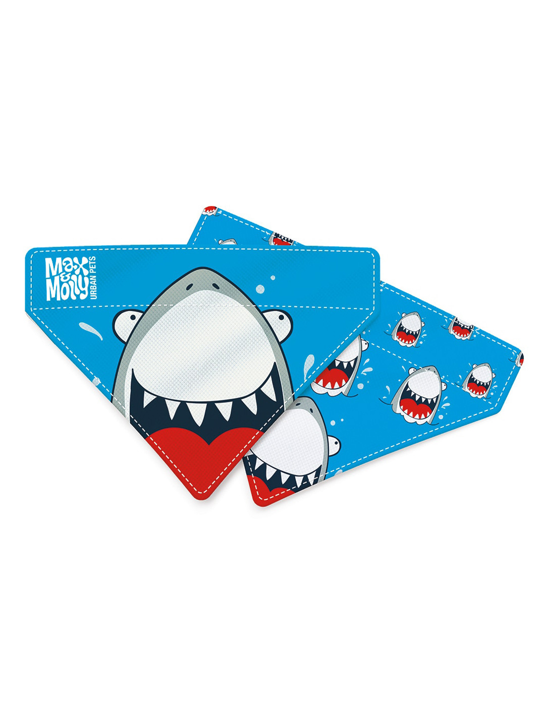 Max & Molly Blue & White Frenzy The Shark Printed Dog Pet Bandanas
