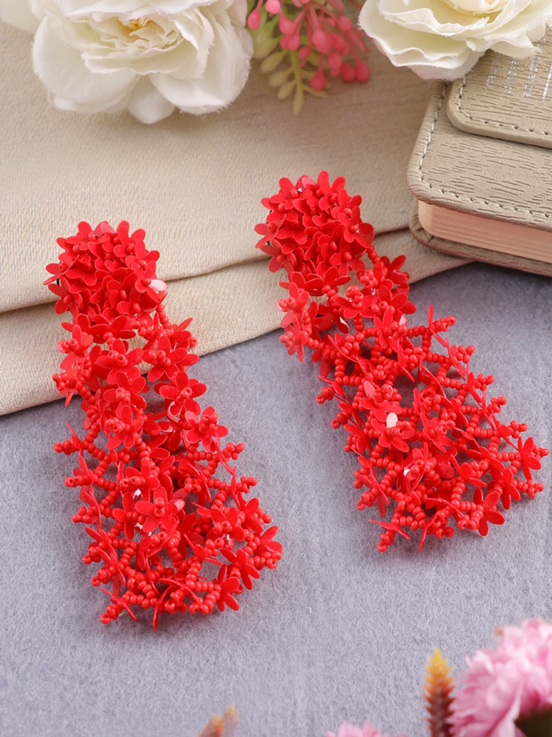 UNIVERSITY TRENDZ Floral Classic Tassel Drop Earrings