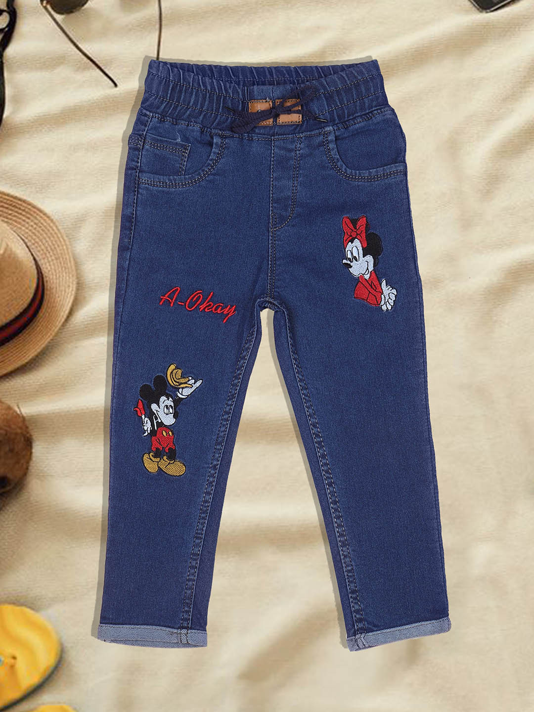 A-Okay Boys Mickey & Minnie Mouse Printed Clean Look High-Rise Jeans