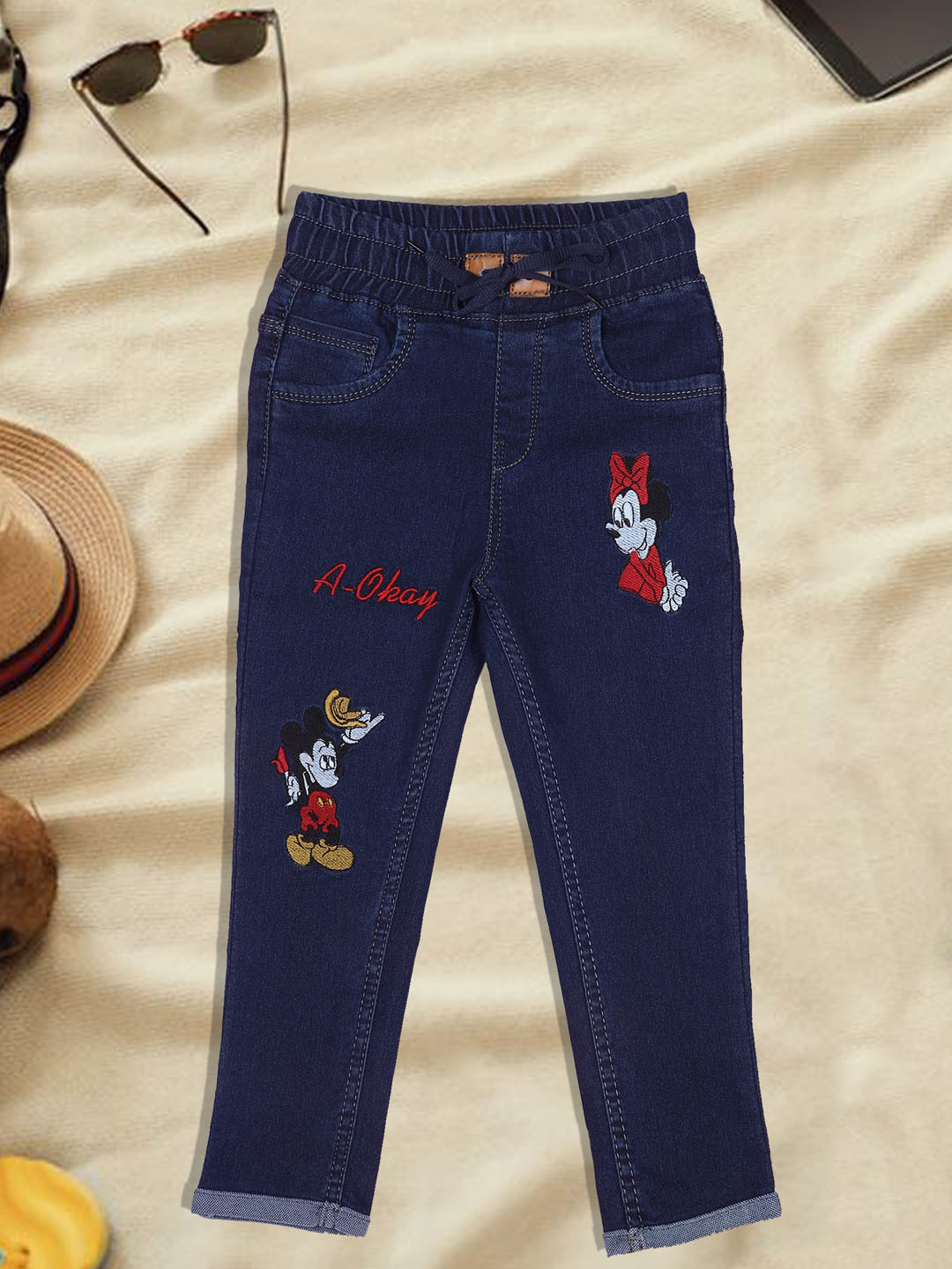 A-Okay Boys Mickey & Minnie Mouse Printed Clean Look High-Rise Jogger Jeans