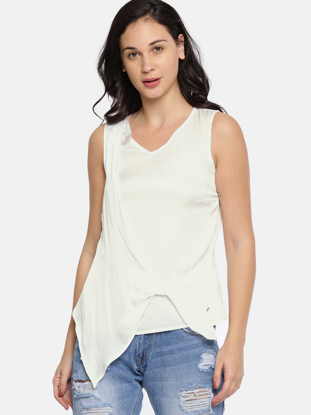 Vero Moda Women White Solid Layered Top