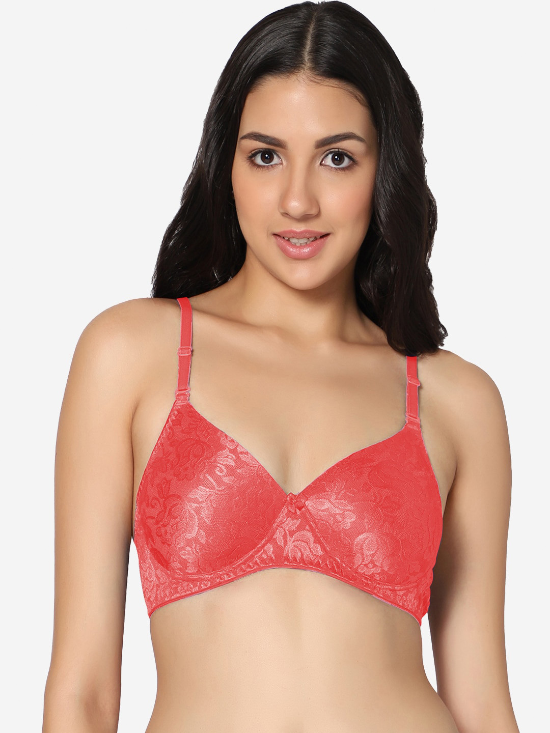 In Care Floral Self Design All Day Comfort Non-Wired Non Padded Cotton Push-Up Bra